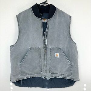 Vintage Carhartt Blue Gray Vest Thrashed Authentic Wear 2XL